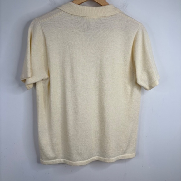 Vintage Talbots Short Sleeve Sweater M Polo Butter Yellow Tennis Country Club - Picture 4 of 8